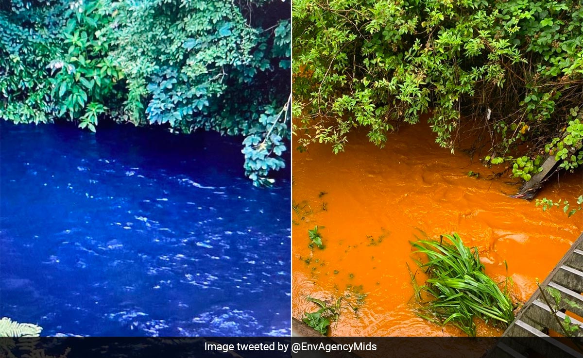 River Trent In UK Turns Orange And Blue After Clothing Dyes Released