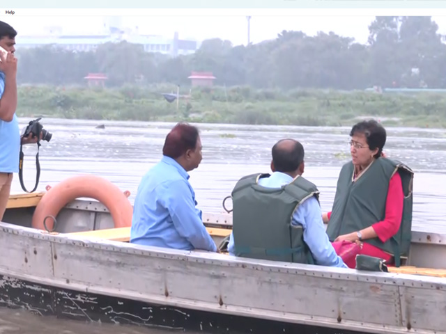 Delhi Minister Atishi Takes Stock Of Swollen Yamuna River