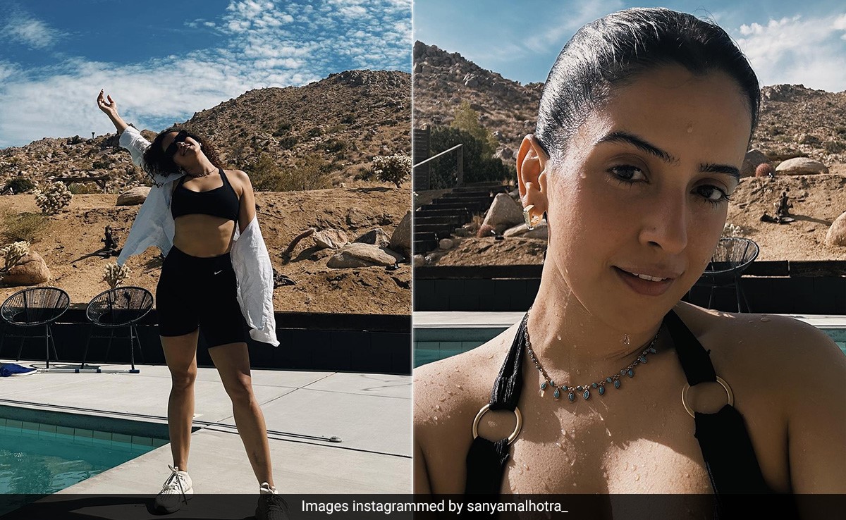 Sanya Malhotra In A Black Co-Ord Set Makes Pool Days Look Mighty Sporty