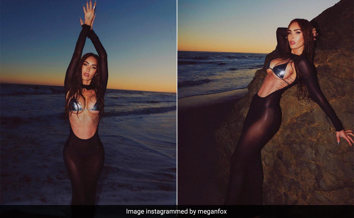Megan Fox's Metallic Swimsuit And Sheer Bodysuit Is Channeling Serious Mermaidcore Energy