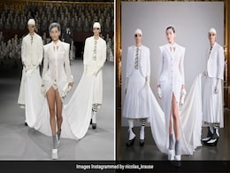 The "Thom Browne Bride" Wore A Tailored White Dress, Modelled On A Suit, With A 10 Foot Long Wedding Dress Train The "Thom Browne Bride" Wore A Tailored White Dress, Modelled On A Suit, With A 10 Foot Long Wedding Dress Train