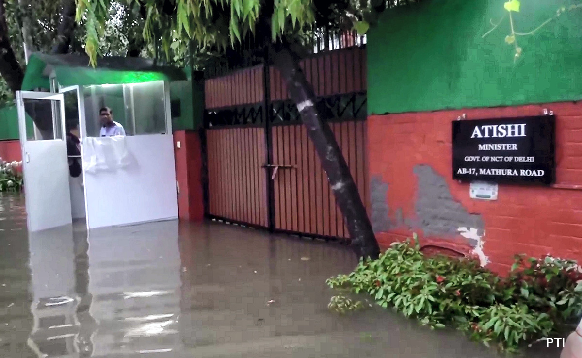 Video: Road At Delhi Minister Atishi's House Flooded, BJP Takes A Swipe