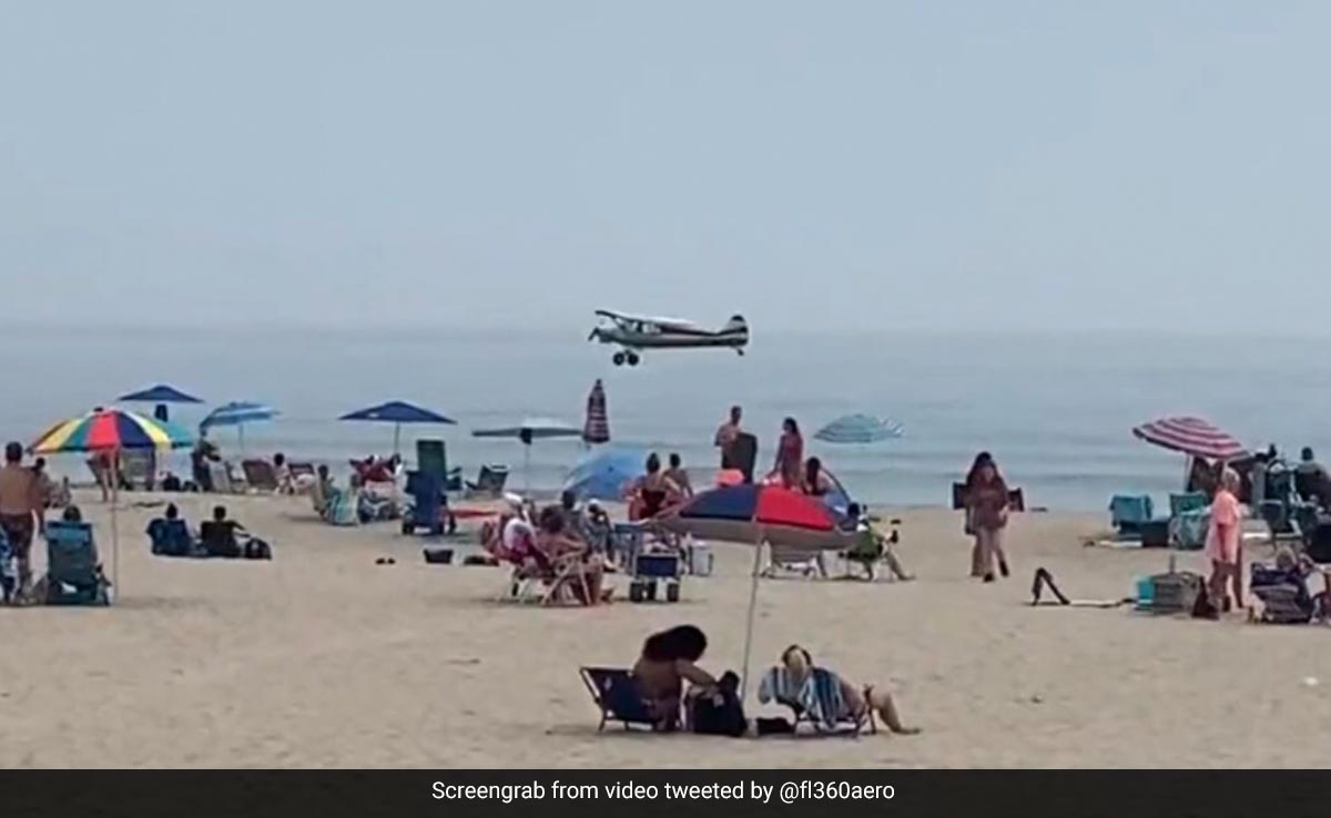 Watch: Small Plane Crashes Into Sea Along Crowded US Beach, Pilot Rescued