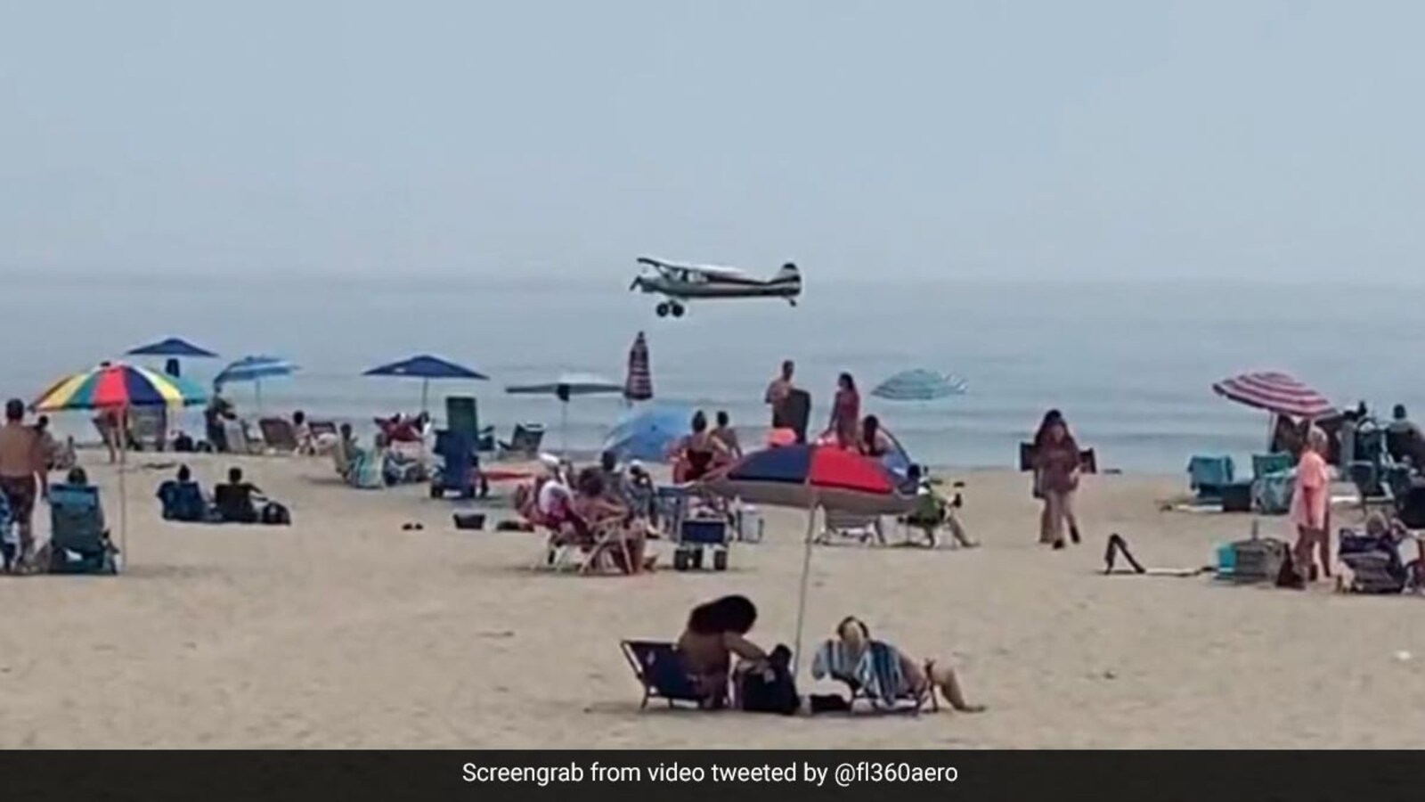 Watch: Small Plane Crashes Into Sea Along Crowded US Beach, Pilot Rescued