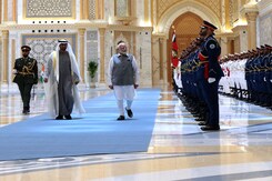 Ceremonial Welcome For PM Modi IN UAE On His 6-Hour Stopover From France Ceremonial Welcome For PM Modi IN UAE On His 6-Hour Stopover From France