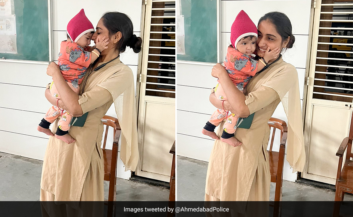 Gujarat Woman Constable Takes Care Of Infant While Mother Writes Exam. See Pics
