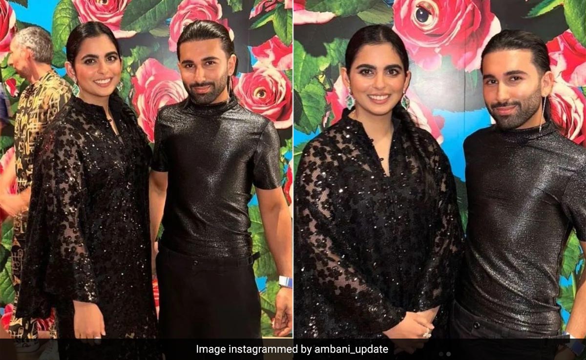 Isha Ambani Made A Royal Entry In Black Sheer Sparkling Dress For NMACC Exhibition Event