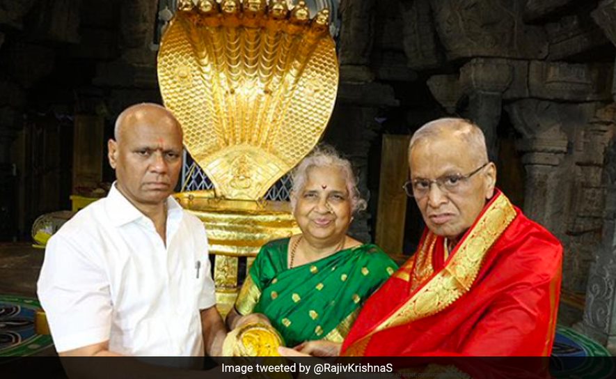 Narayana Murthy, Sudha Murty Donate Gold Conch, Tortoise Idol To Tirupati Temple. See Pics