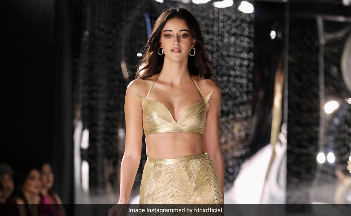 Golden Girl Ananya Panday Stuns In A Rimzim Dadu Metallic Bralette And Skirt As The Celebrity Showstopper