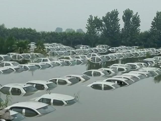 Cars Submerged Near Noida As Water Level Of Hindon River Rises Amid Rains