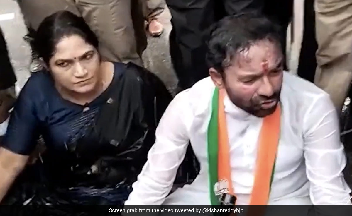 Telangana Housing Project: Minister G Kishan Reddy Sits On Road In Protest