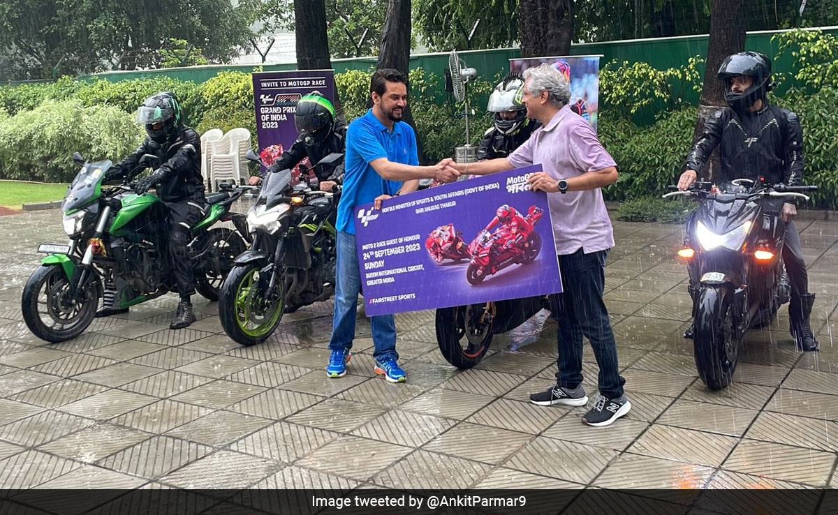 Watch: Union Minister Anurag Thakur Rides Bike Ahead Of Racing Event In UP