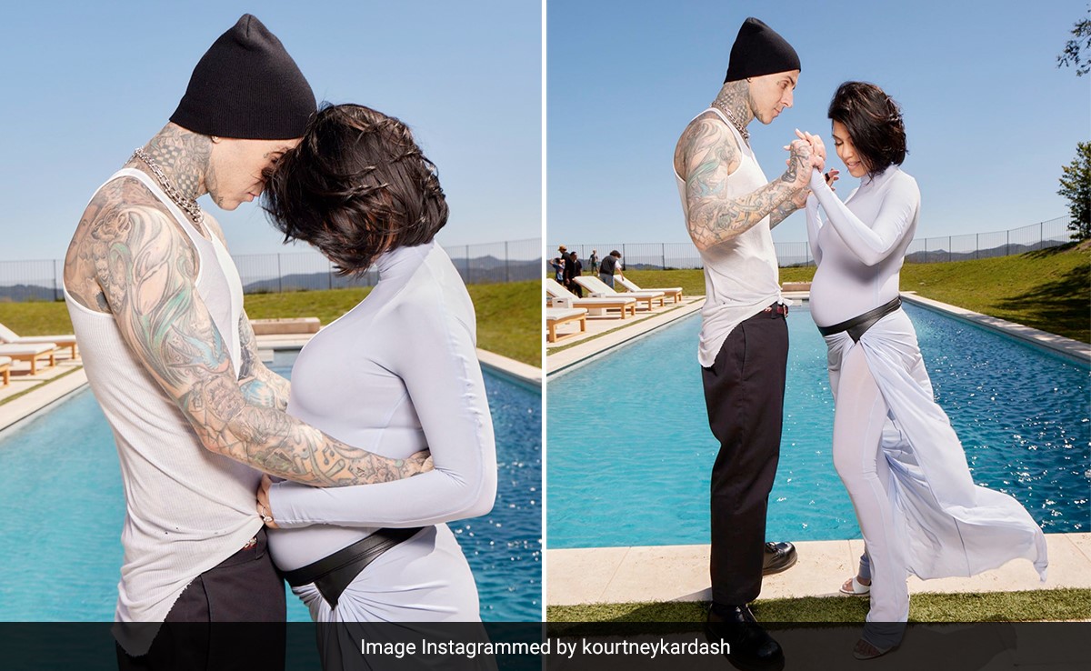Kourtney Kardashian And Travis Barker's Gender Reveal Photoshoot Included Their "Little Drummer Boy"