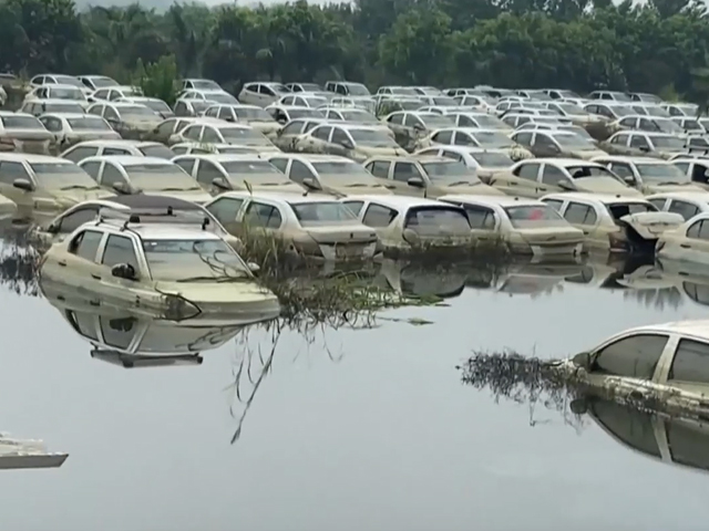 Cars Remain Submerged In Noida's Ecotech