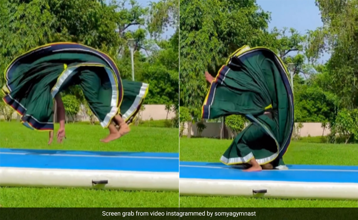 महिला ने लहंगा पहनकर दिखाई हैरतअंगेज़ कलाबाजियां, हैरान रह गए लोग, बोले- We Are Proud Of You...