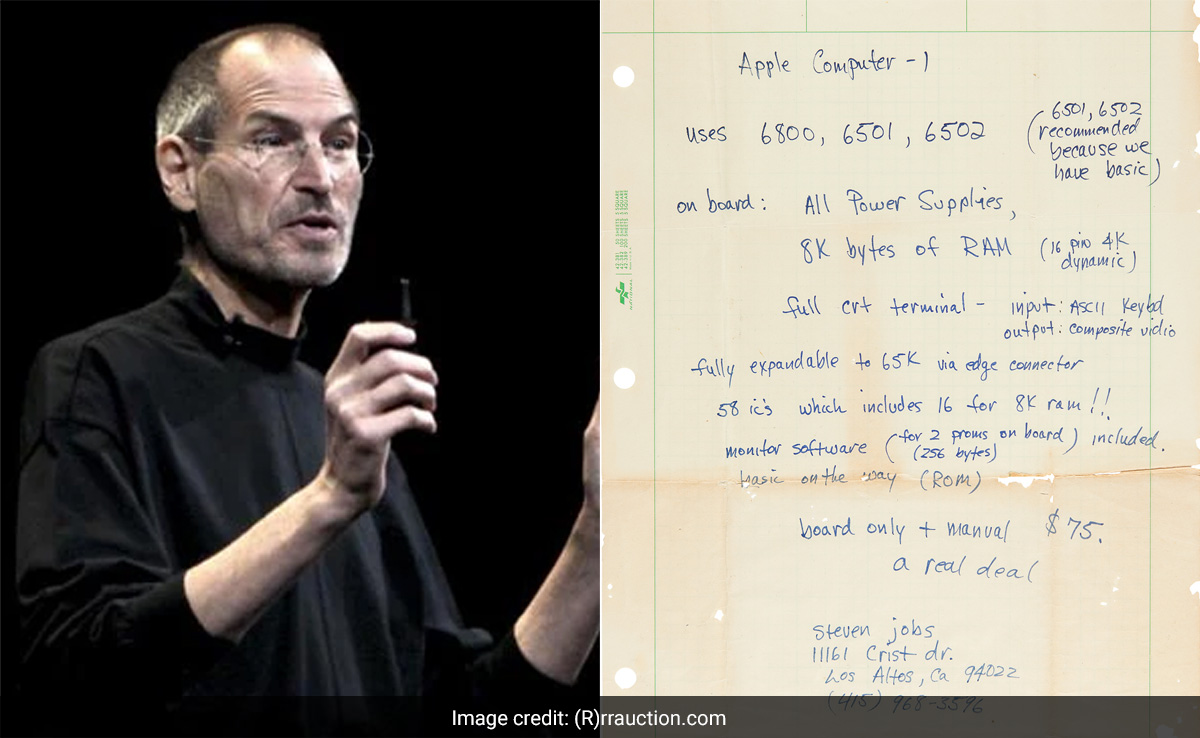 Handwritten Ad By Steve Jobs For Apple-1 Computer Sells For Rs 1.4 Crore
