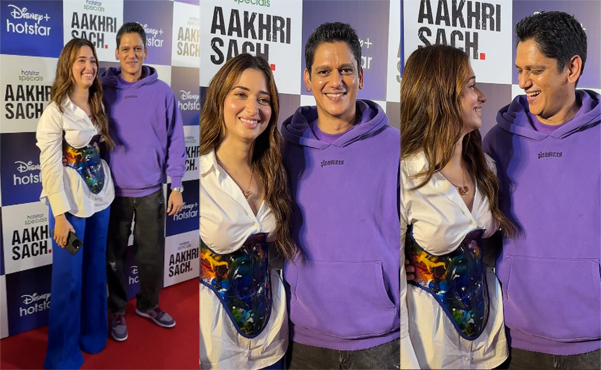 Tamannaah Bhatia's Corset Belt And Vijay Varma's Purple Sweatshirt Make For Snazzy Couple Style