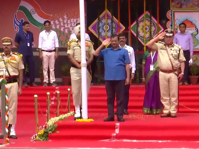 Delhi Chief Minister Arvind Kejriwal Hoists National Flag At Chhatrasal Stadium