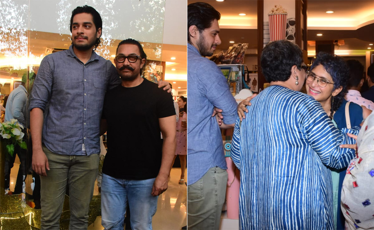 Pics: Aamir Khan, Son Junaid, Ex-Wives Kiran Rao, Reena Dutta Spotted At Mansoor Khan's Book Launch