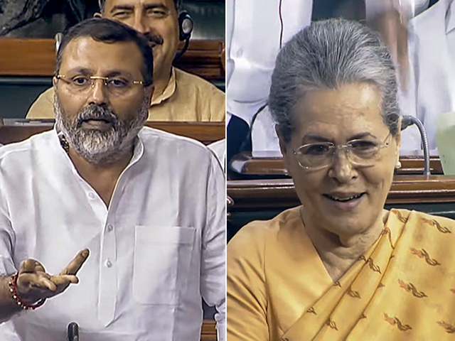 "She Wants Only 2 Things:" BJP Leader Nishikant Dubey's Jibe At Sonia Gandhi