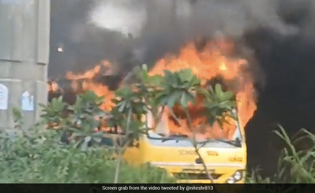 Narrow Escape For Children As School Bus Catches Fire In Ghaziabad