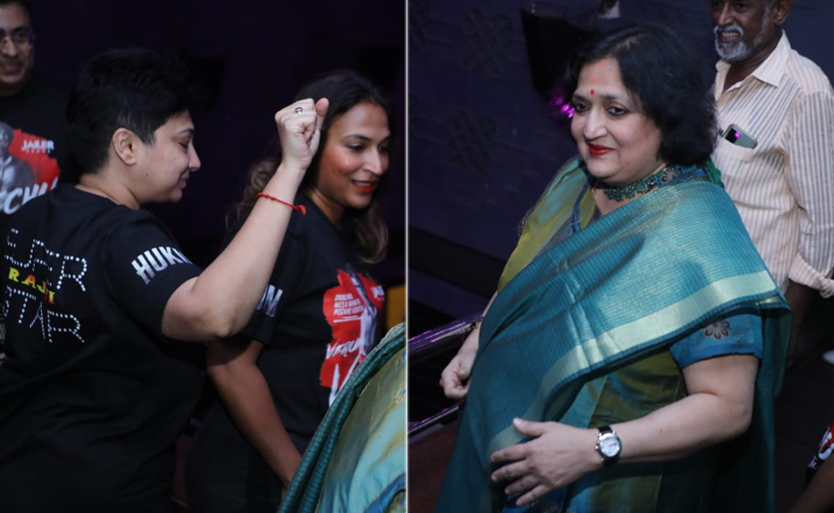 On <i>Jailer</i> Day, Rajinikanth's Wife Latha And Daughter Aishwaryaa Spotted At Chennai Theatre