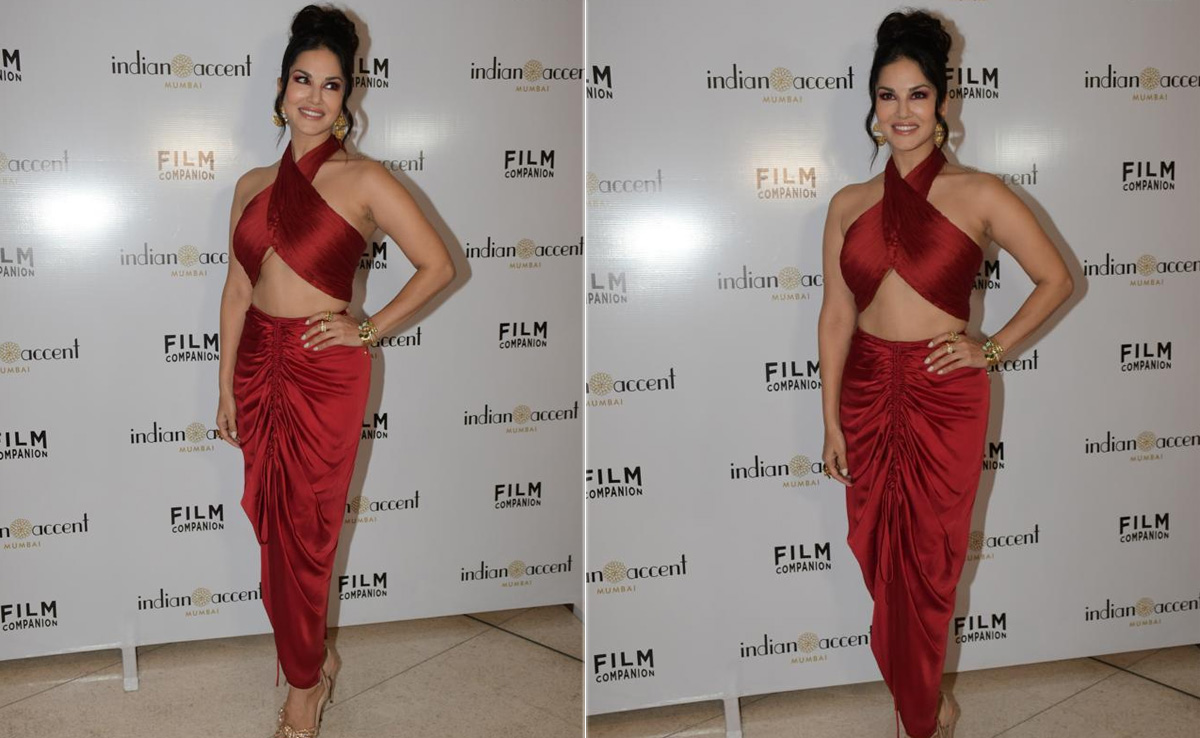 When It Is Sunny Leone In One, It Isn't Just A Halter Red Co-Ord Set But A Hotter Red One