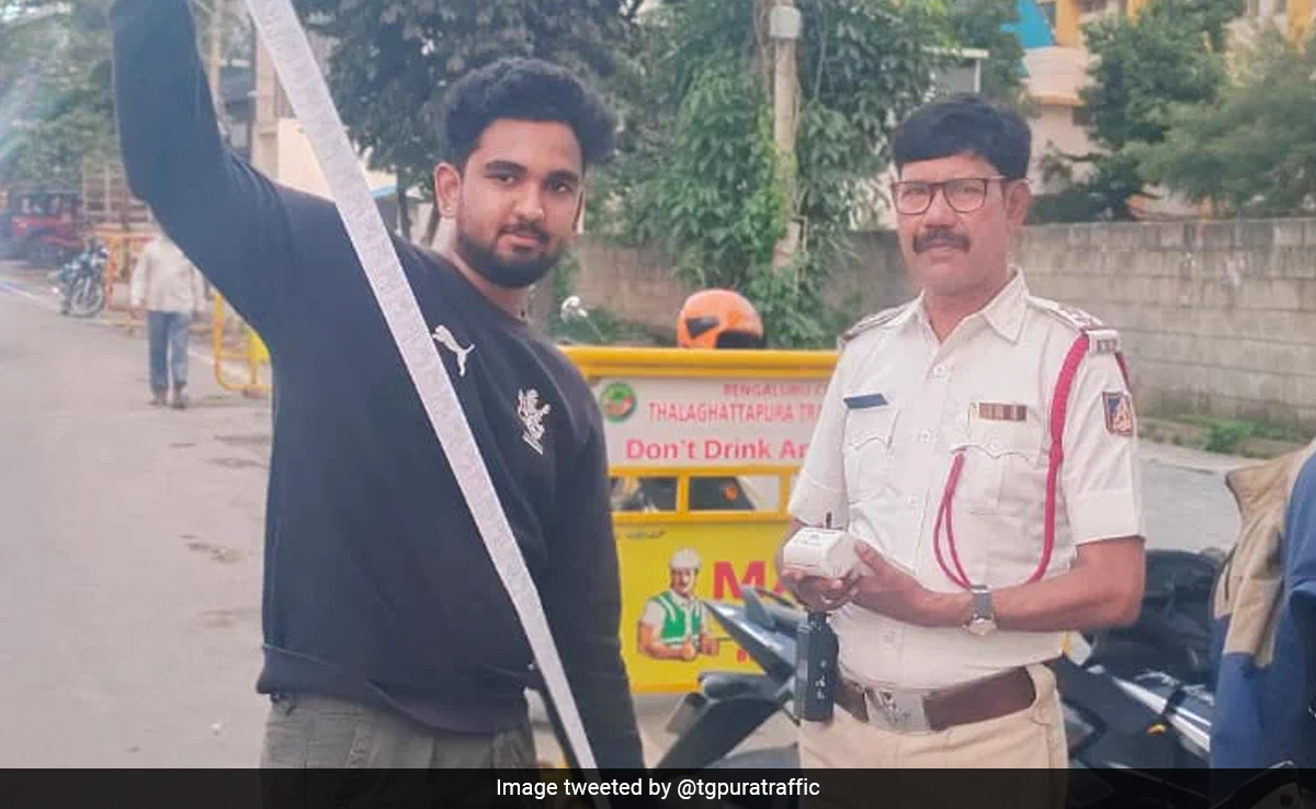 Biker With 40 Traffic Challans Caught By Bengaluru Police, Made To Clear All Dues