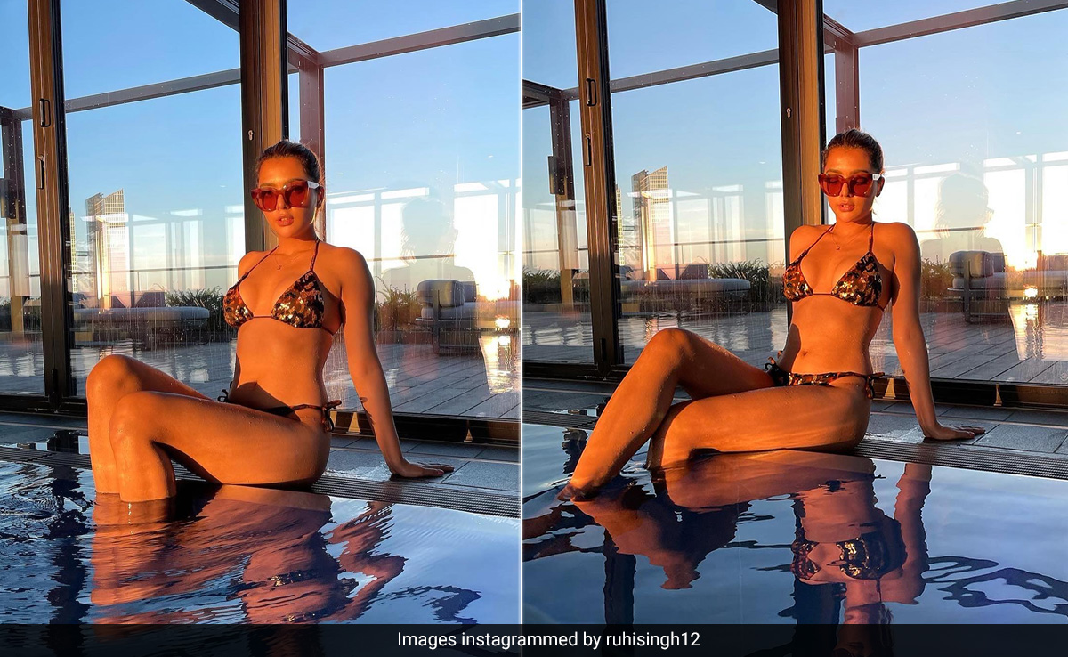 For "Golden Hour In Germany" Ruhii Siingh Brought Out A Sparkling Swim Set By The Pool