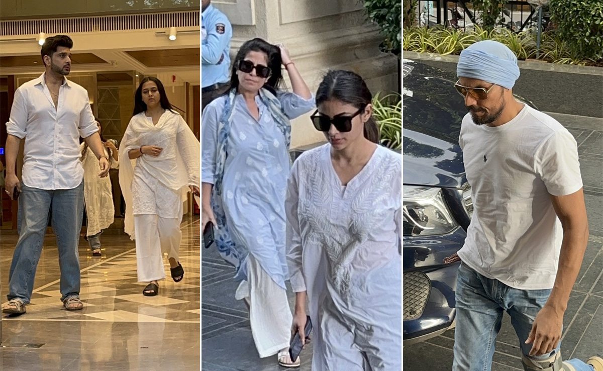 Mouni, Randeep, Karan-Tejasswi Attend Prayer Meet Of Ankita Lokhande's Father