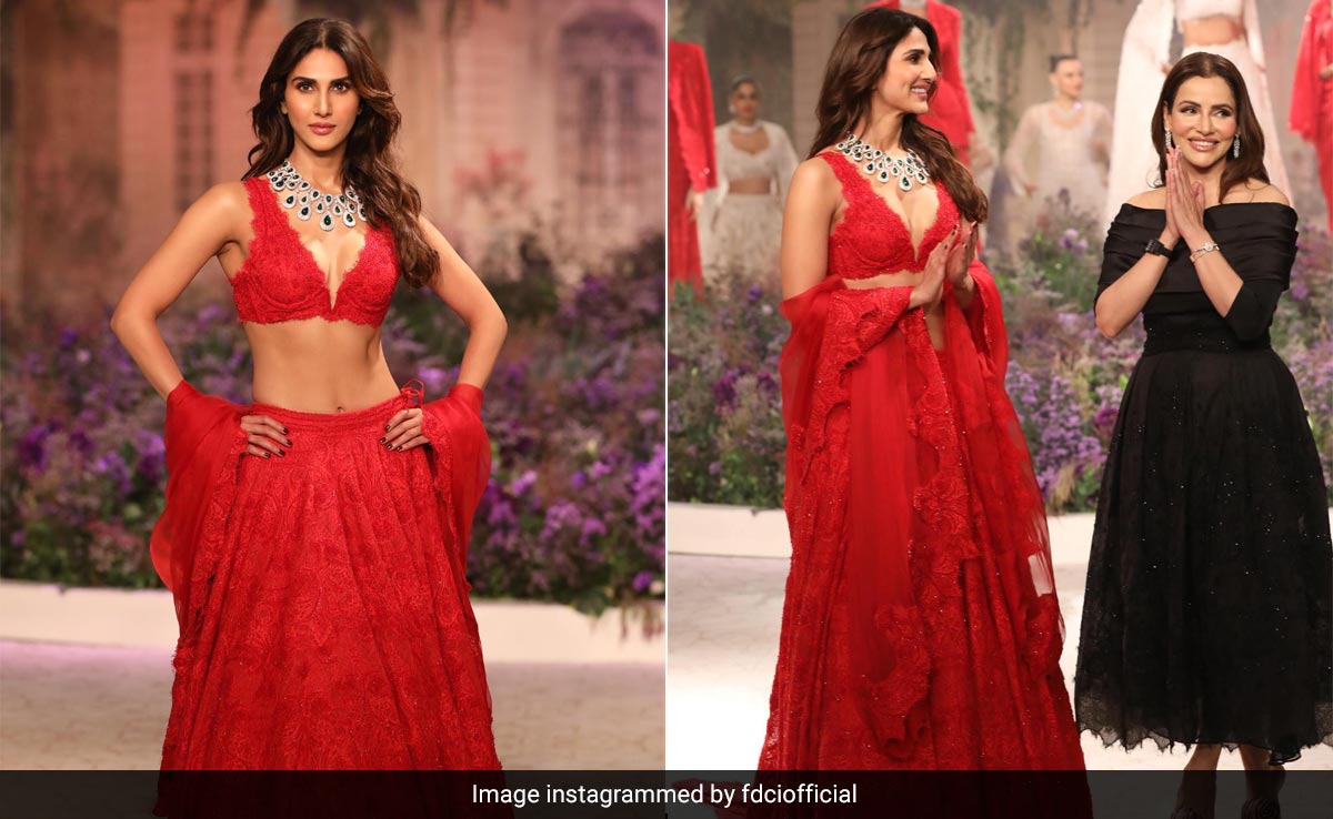 Indian Couture Week 2023: Vaani Kapoor's <i>Lehenga</i> Is Nothing But A Scarlet Splendour On The Ramp