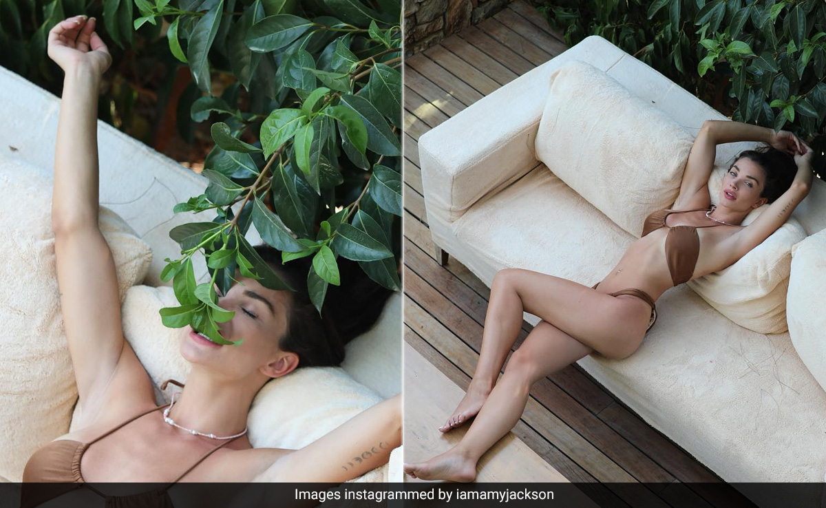 We Thought Monsoon Temperatures Couldn't Rise But Amy Jackson In A Brown Swimsuit Has Proved Us Wrong