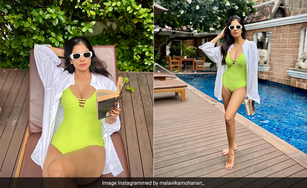 Malavika Mohanan's Neon Green Cutout Swimsuit Is Making Monsoon Pool Days Look So Much Brighter