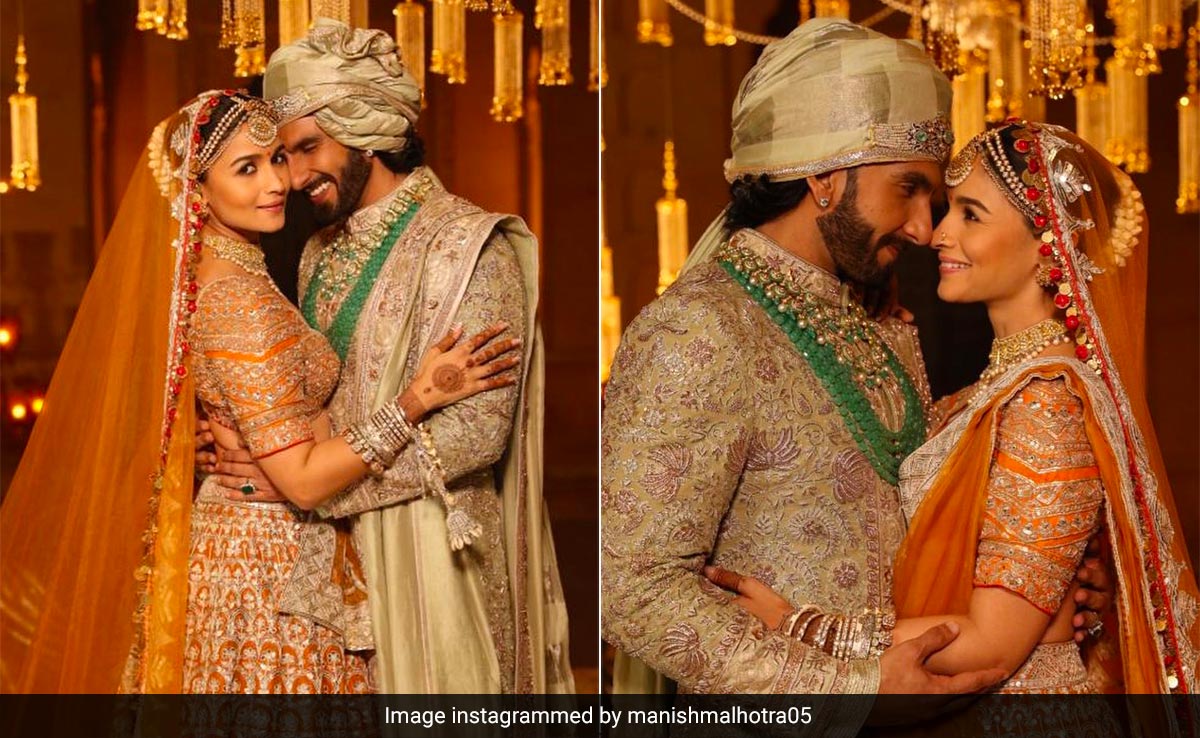Alia Bhatt Plays Ranveer Singh's Quintessential Bride In A Dazzling Mustard And Gold Manish Malhotra <i>Lehenga</i>