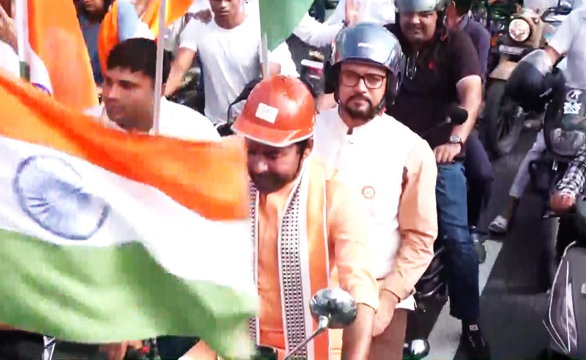 MPs Go On Morning Bike Ride In Delhi To Launch Har Ghar Tiranga 2.0