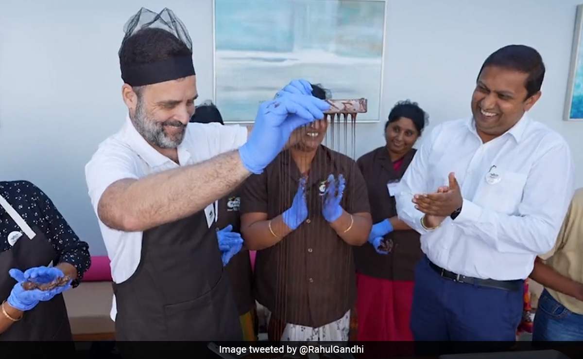 Watch: Rahul Gandhi Tries His Hand At Chocolate-Making At Ooty Factory