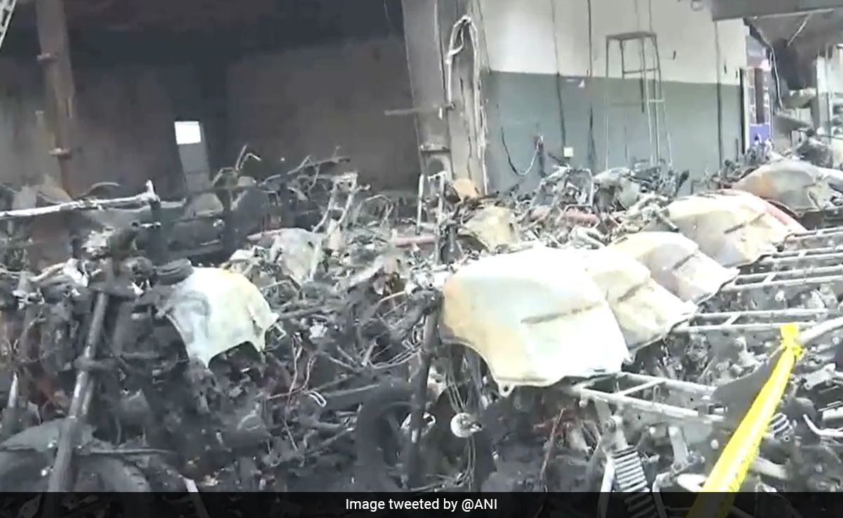 Over 400 Bikes Burn Down In Massive Blaze At Andhra Showroom