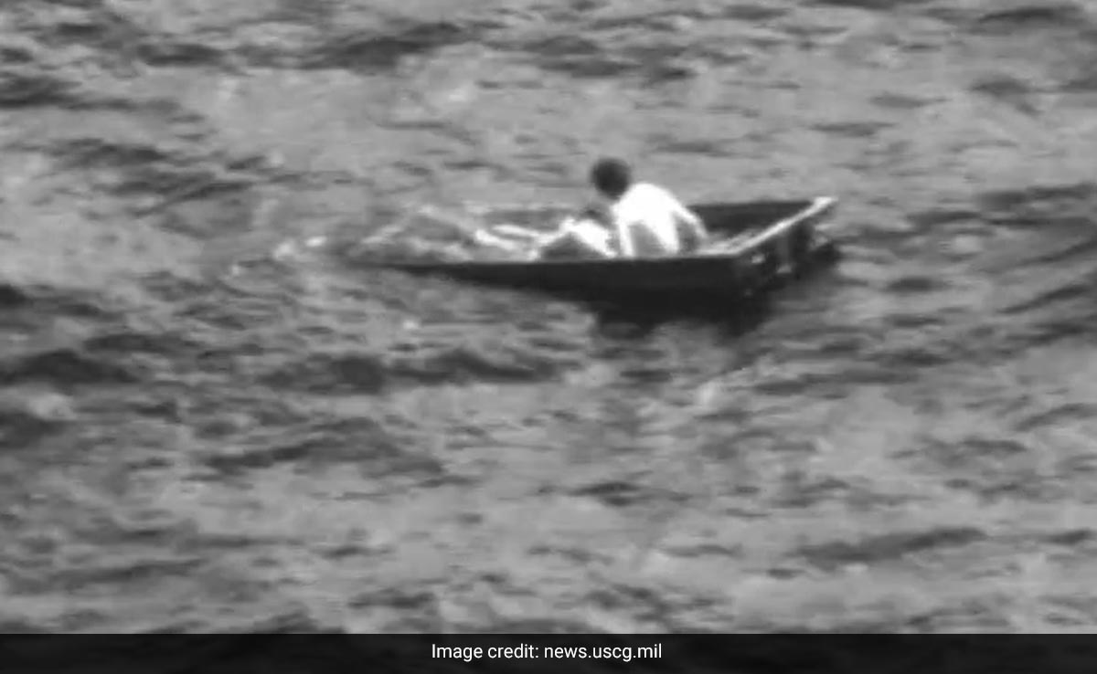 Watch: Man Rescued From Half-Submerged Boat After More Than 24 Hours At Sea