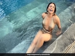Even On A Cloudy Monsoon Pool Day, Shama Sikander Is A Ray Of Sunshine In A Gold Swimsuit Even On A Cloudy Monsoon Pool Day, Shama Sikander Is A Ray Of Sunshine In A Gold Swimsuit