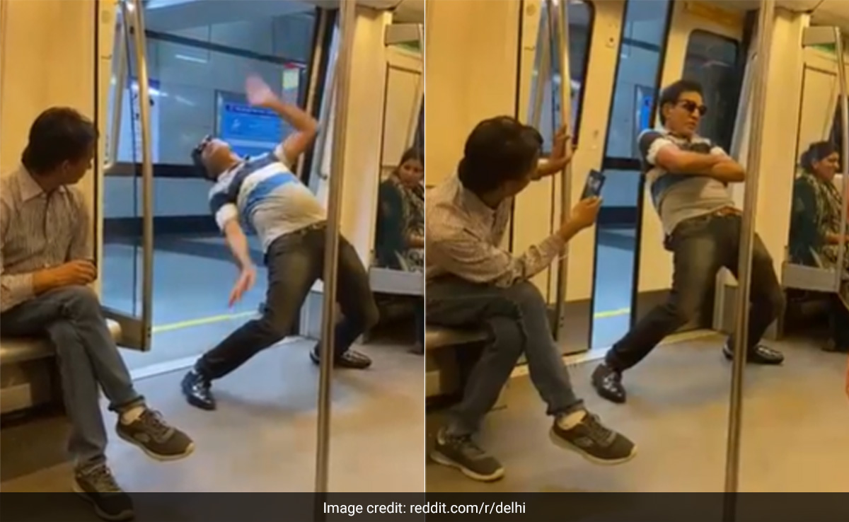 दिल्ली मेट्रो में फिर मचा बवाल, हाथ में मोबाइल थामे अधेड़ उम्र के शख्स की उटपटांग हरकतें