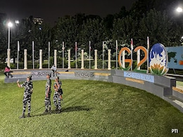 G20 Commemorative Park In Delhi Displays logo, Flags Of Member Nations G20 Commemorative Park In Delhi Displays logo, Flags Of Member Nations