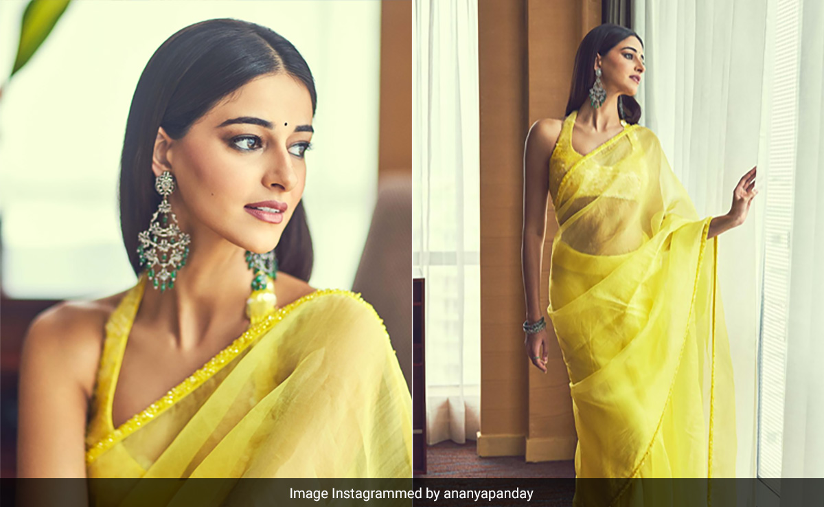 Ananya Panday's Bright Manish Malhotra <i>Saree</i> Is Dreamier Than A Field Of Sunflowers