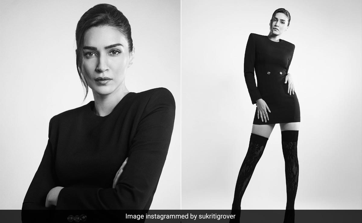 Just Kriti Sanon With Her Rs 3.5 Lakh Versace Mini Dress And A Pair Of Tights