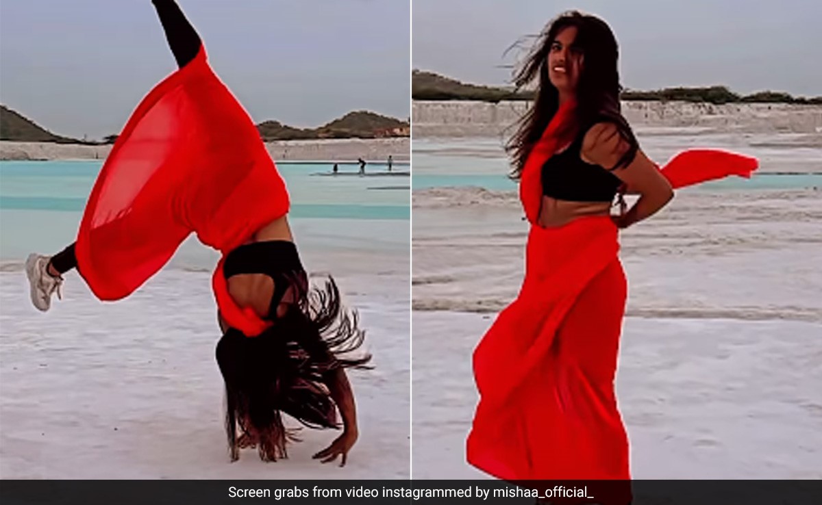 Viral: Athlete-Gymnast, Misha Sharma Wows With A Backflip In A Red <i>Saree</i>