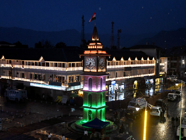 Clock Tower In Srinagar's Lal Chowk Lit Up In Tricolour