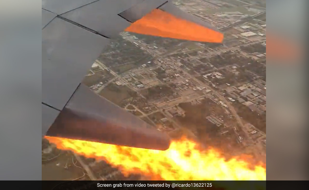 Terrifying Video Shows Engine Of US Plane Catching Fire Mid-Air