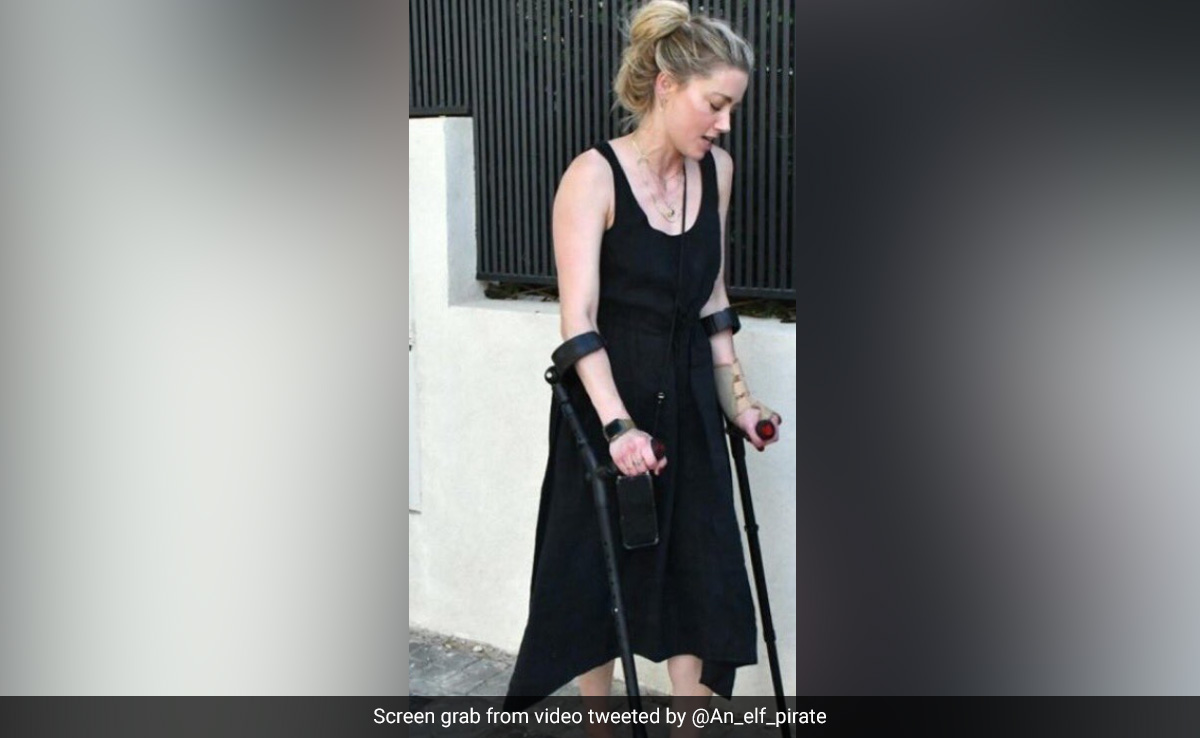 Amber Heard Walks With Crutches After Injury While Training For Marathon