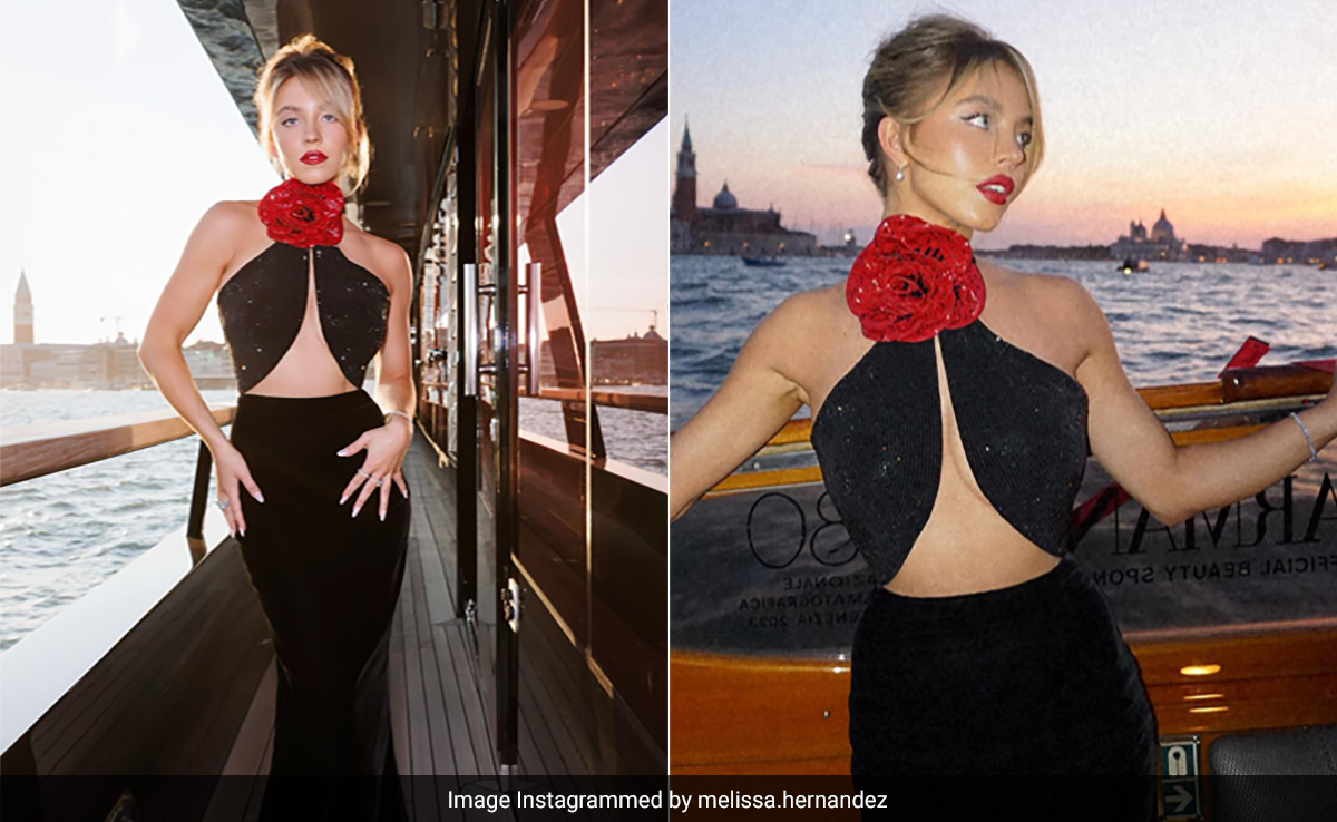 Sydney Sweeney Brings Stunning Hollywood Glamour To Venice In A Black Cutout Fishtail Gown