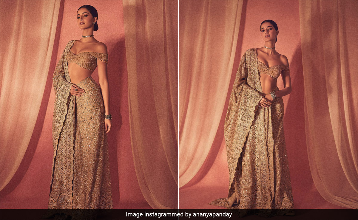 Ananya Panday In A Beige Tarun Tahiliani <i>Lehenga</i> Is A Stylish Glam Icon Worthy Of Every Award
