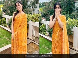 Rashmika Mandanna In A Bright Yellow <i>Saree</i> Is A Ray Of Sunshine Posed As A Wedding Guest Rashmika Mandanna In A Bright Yellow <i>Saree</i> Is A Ray Of Sunshine Posed As A Wedding Guest